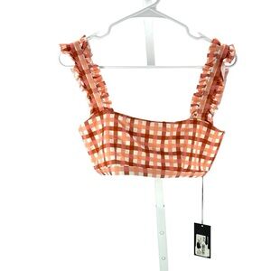 Ephemera | NWT 10 Terracotta Peach Ruffle Bra Swim Top
